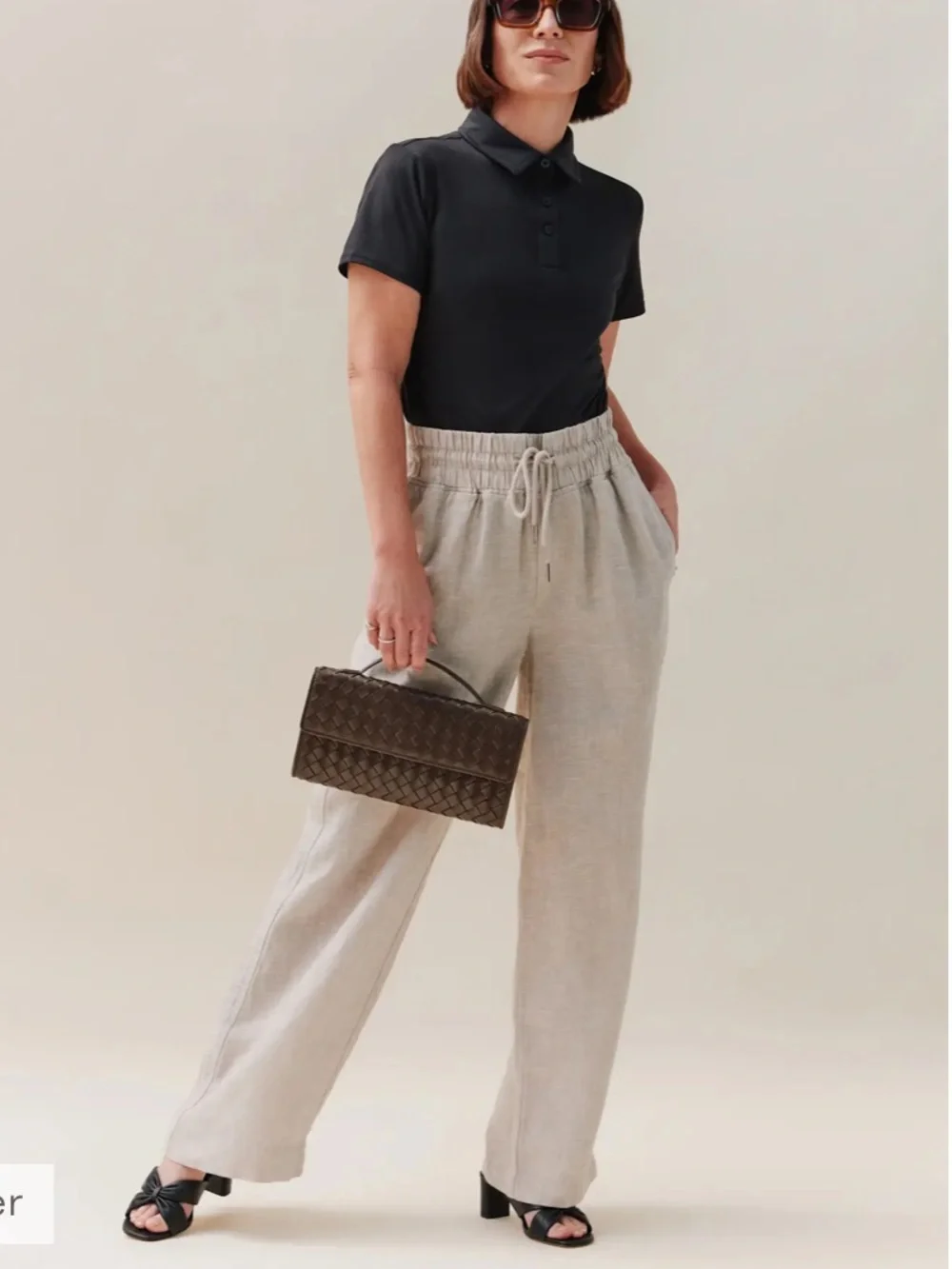 Quince Linen Wide Leg Pants Tan M